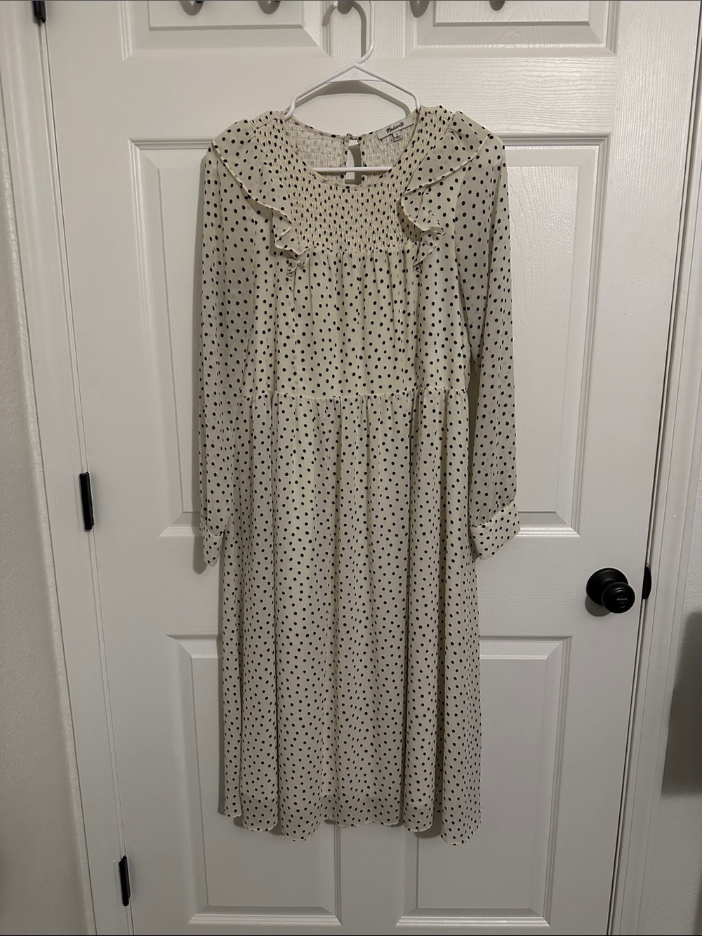 Madewell Cream Midi Dress with Black Polka Dots